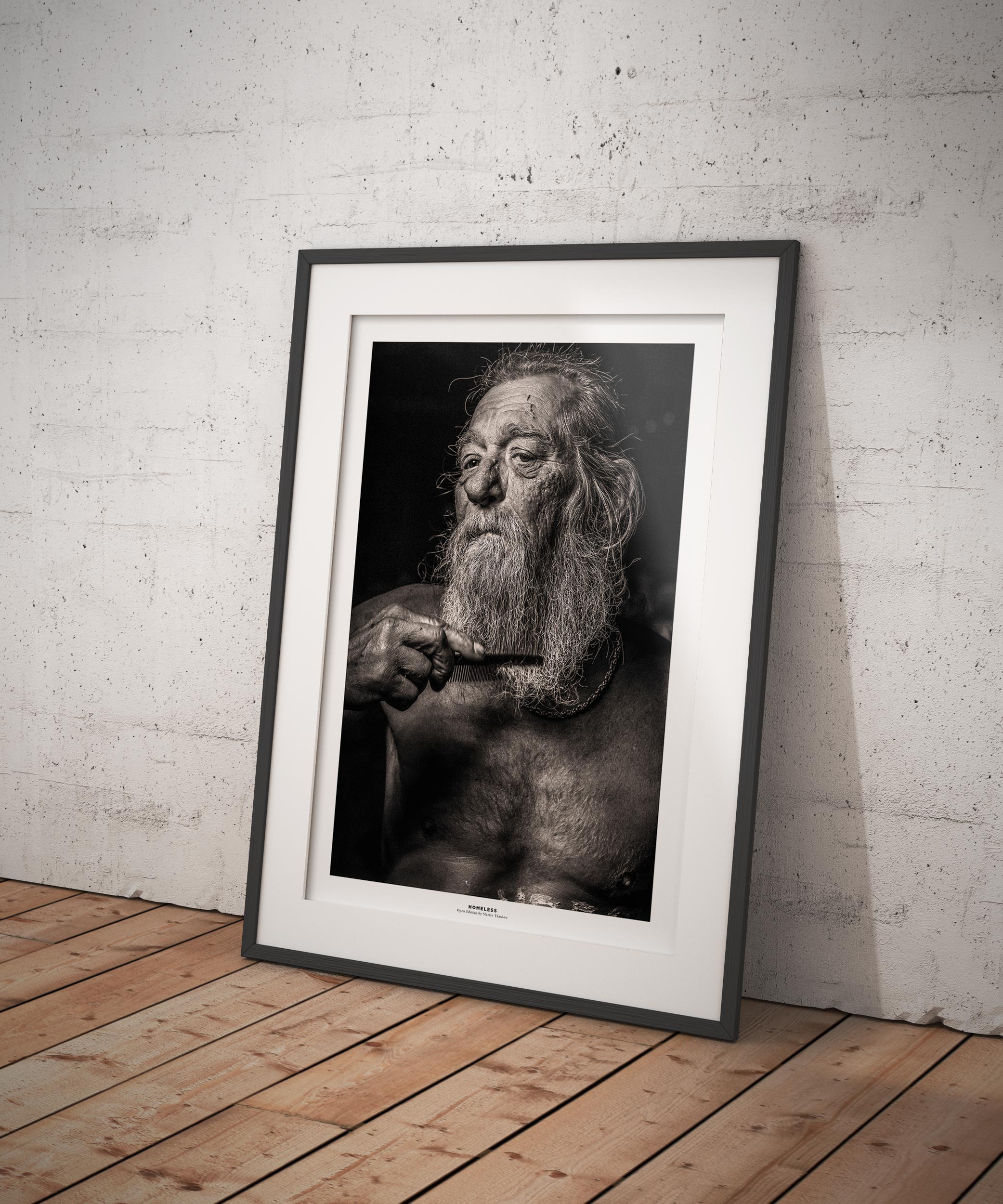 Homeless. Photo by photographer Martin Thaulow. Open Edition (seen in a frame in an environment. The frame is not part of sale). Buy high quality print.