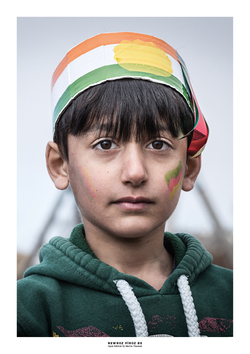Portrait of a Kurdish boy celebrating Newroz. Photo by photographer Martin Thaulow. Open Edition (seen with the white frame around the image as it is sold). Buy high quality print.